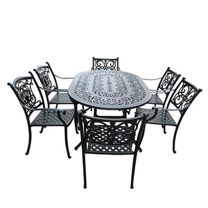 Outdoor 6 seater Oval cast aluminum patio furniture Set