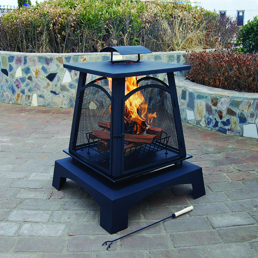 garden fireplace with grill grate for outdoor