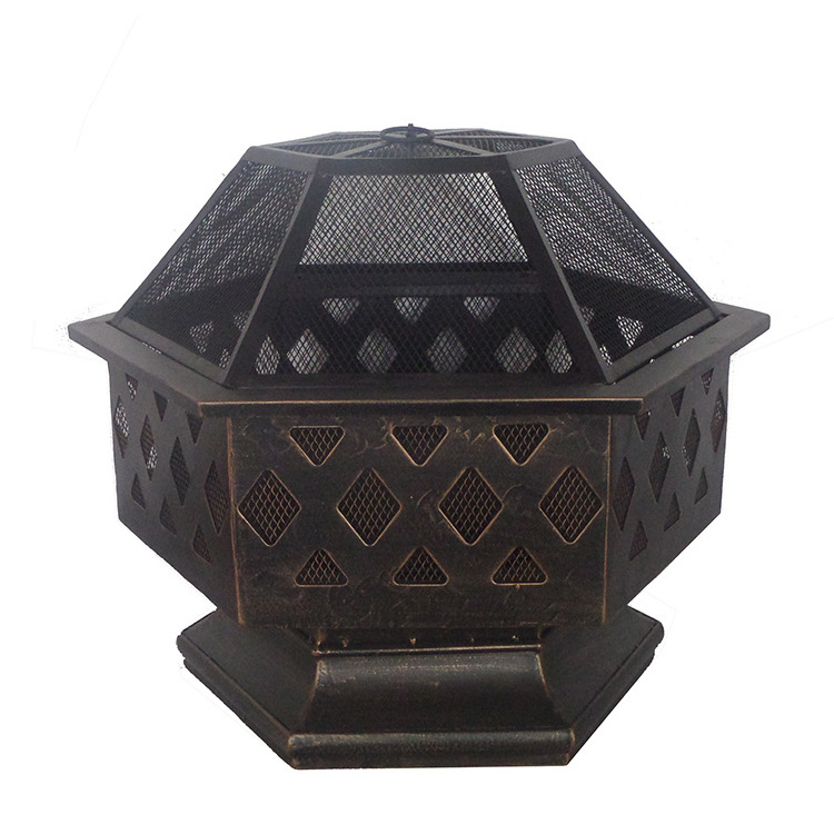 Modern Metal Square Portable mini  Fire Pit With Mesh Cover Outdoor Firepit