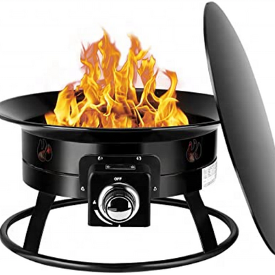 Portable camping bonfire gas propane brazier smokeless fire pit outdoor with stainless steel ring burner