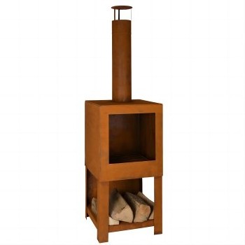 Corten Steel square chimenea fireplace outdoor