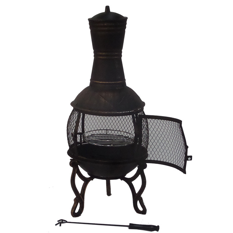 Outdoor Cast Iron Brazier Fireplace High Temperature powder coated Wood  Charcoal Burning chimney