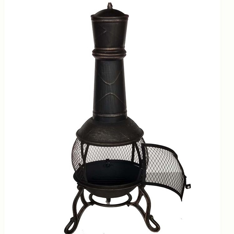 Outdoor Cast Iron Brazier Fireplace High Temperature powder coated Wood  Charcoal Burning chimney