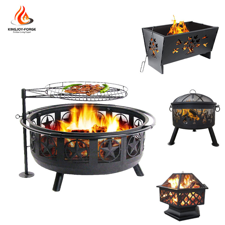 Outdoor Wood Burner Charcoal  Steel Patio backyard Camping Burning bonfire Fire Pit  with bbq grill