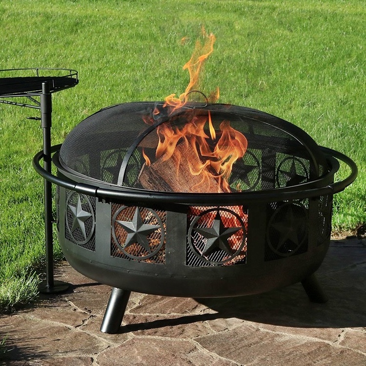 Outdoor Wood Burner Charcoal  Steel Patio backyard Camping Burning bonfire Fire Pit  with bbq grill