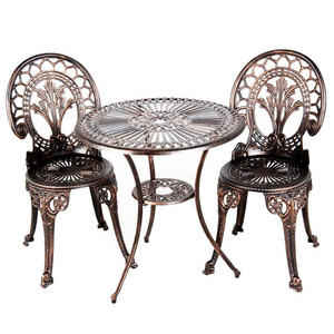 Bistro Coffee Table Sets Crown Design Outdoor Patio Furniture Garden Set Cast Aluminum Modern Never Rust ISTA EN1860