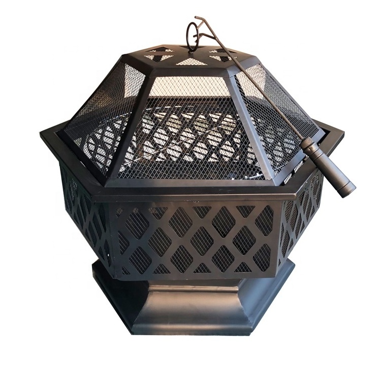 Modern Metal Square Portable mini  Fire Pit With Mesh Cover Outdoor Firepit