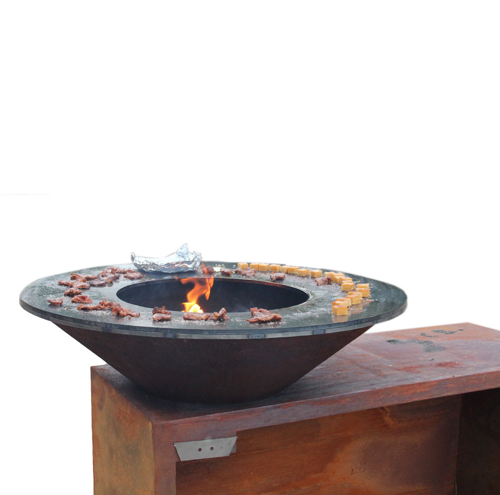 Corten Steel outdoor wood charcoal bbq table korean bbq grill restaurant kitchen fire pit garden grills