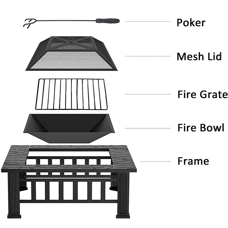 outdoor backyard BBQ fire pit table for garden supplies