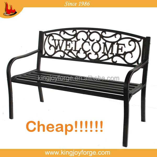 Promotion Outdoor Metal Welcome garden Bench with cast iron back