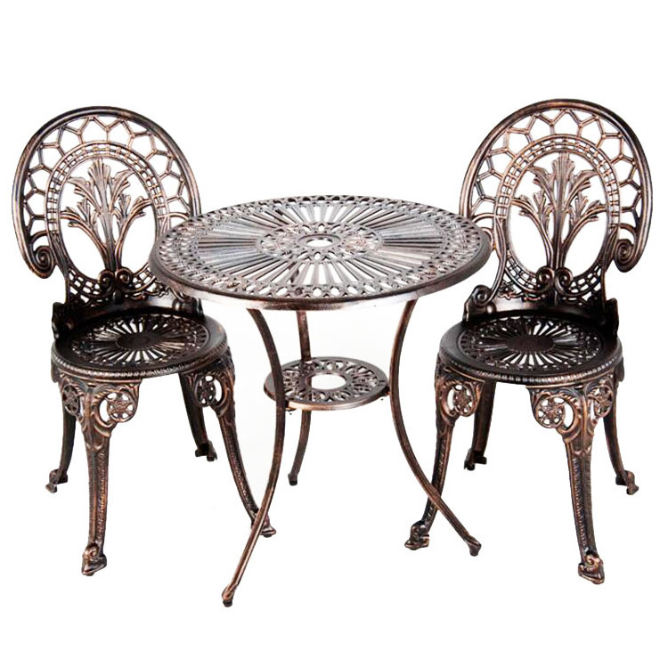 Garden Life Metal Bistro Set Garden Outdoor Furniture Table Chairs Cast aluminum with Crown Design