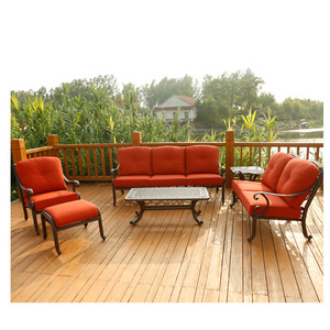 Heavy duty cast aluminum patio sofa set for garden use