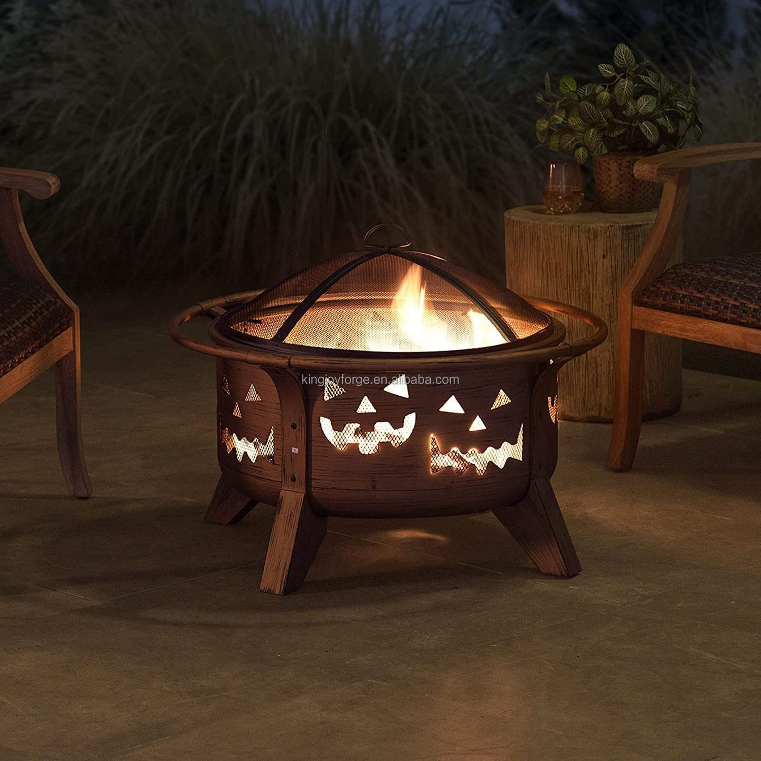 Custom pattern outdoor brazier garden camping wood burning copper fire pit portable