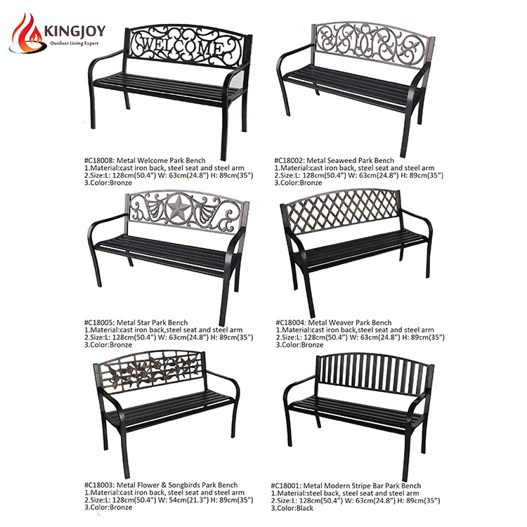 Promotion Outdoor Metal Welcome garden Bench with cast iron back