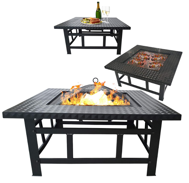 4 in 1 square fire bowl wood burning fireplace 32 inch outdoor fire pit table