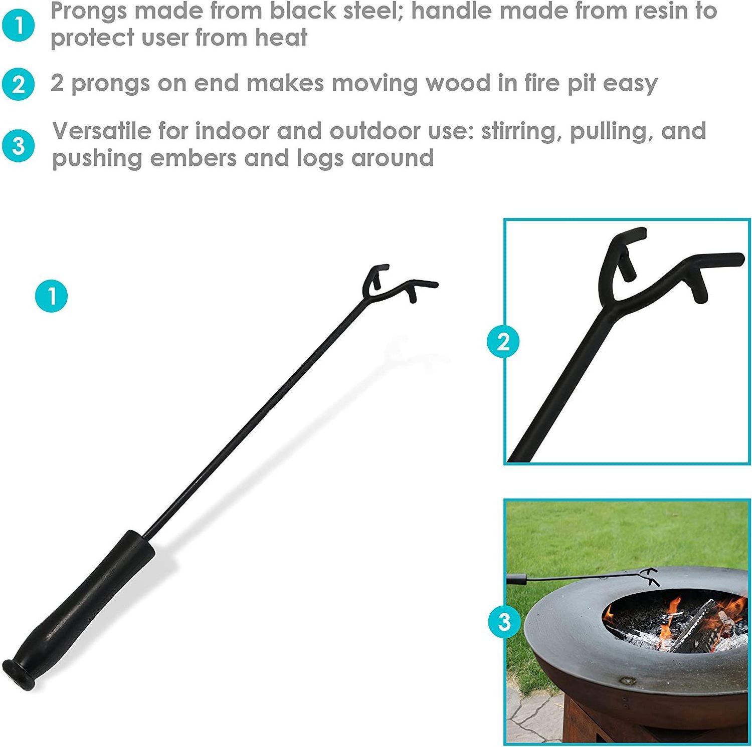 Heavy Duty Safety Design Metal Outdoor Campfire Fire Pit Poker