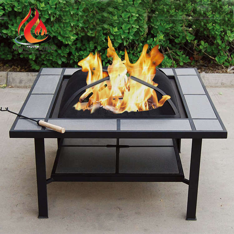 Patio square ceramic top bbq brazier fire pits