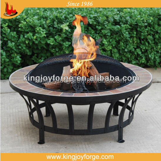 Slate Table outdoor wood burning Fire Pit With Steel Fire Bowl