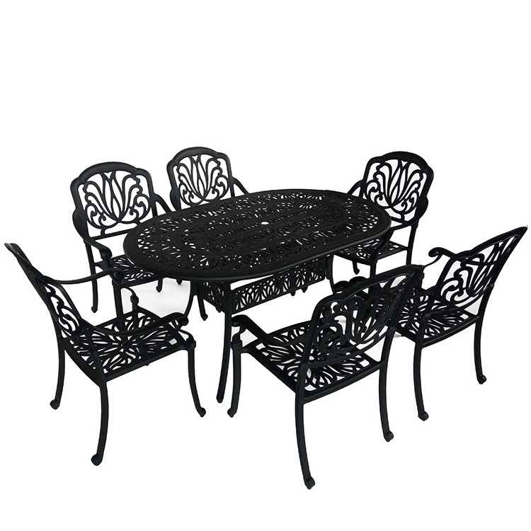 Outdoor 6 seater Oval cast aluminum patio furniture Set