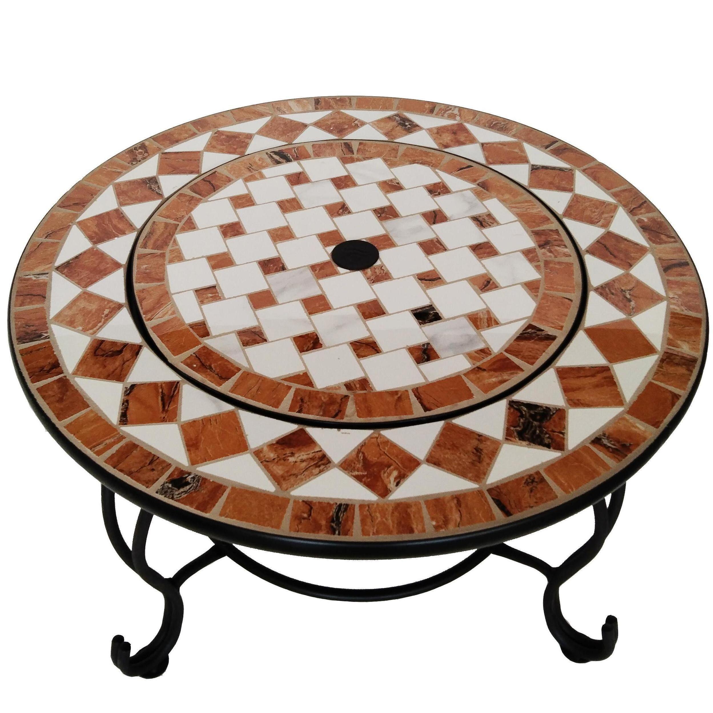 Mosaic 30 inch round bbq table fire pit