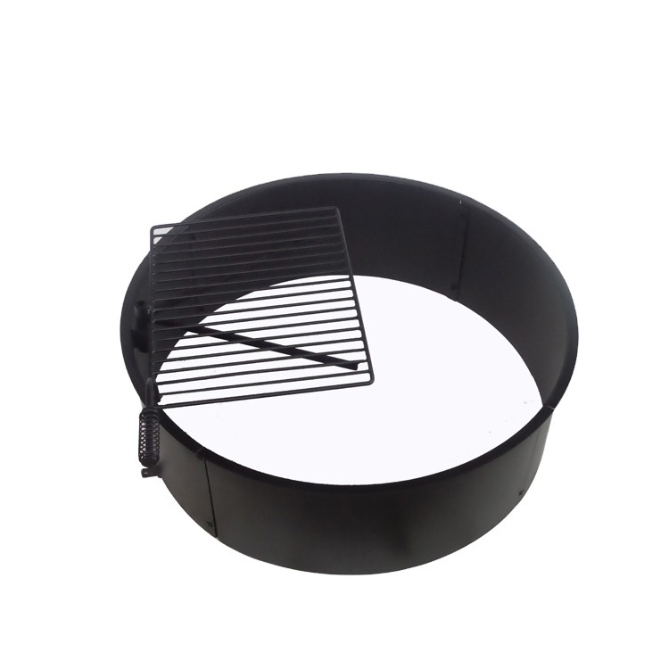 36 Inch Heavy Duty Outdoor Camping Firepit Ring with Cooking Grate and Fire Poker