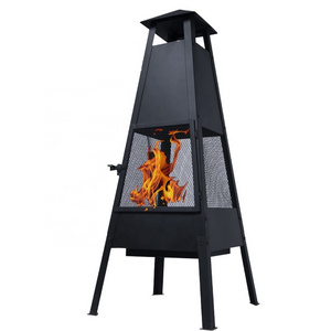 KingJoy KD black steel square Garden Supplies Campfire Wood Burning outdoor Heater Chimeneas