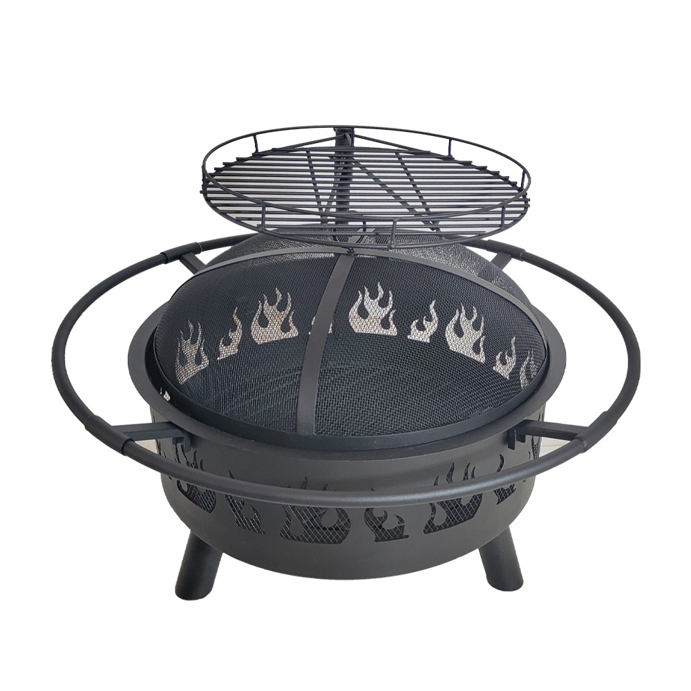 Fire Pit for Outside, 30 Inch Large Outdoor Wood Burning Fire Pits, Patio Backyard Firepit with Steel BBQ Grill Cooking Grate