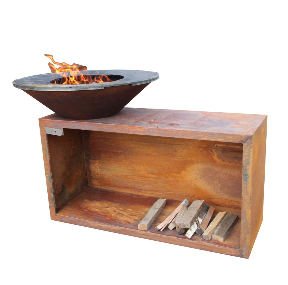 Corten Steel outdoor wood charcoal bbq table korean bbq grill restaurant kitchen fire pit garden grills