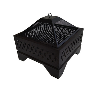 Outdoor Garden Wood Burning Patio Fire Pit With Chromed Cooking Grate