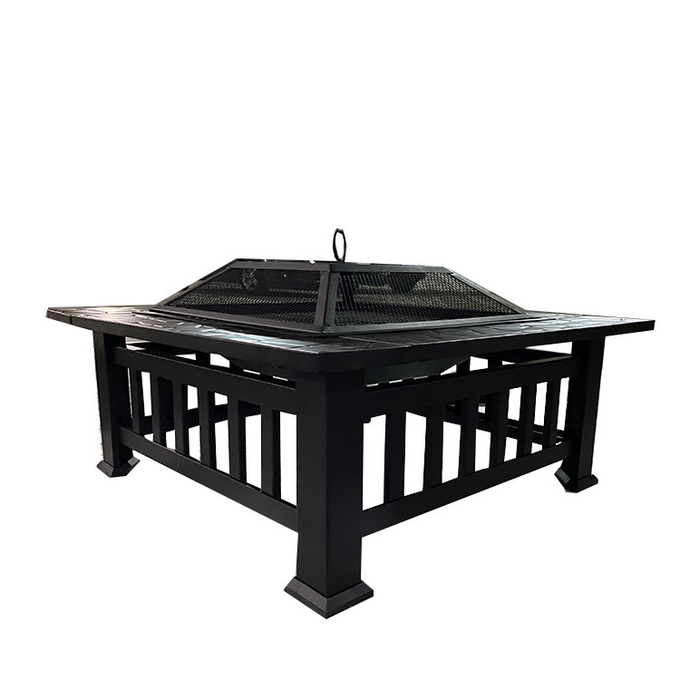 hot selling 3 in 1 outdoor bonfire square metal BBQ fire pit