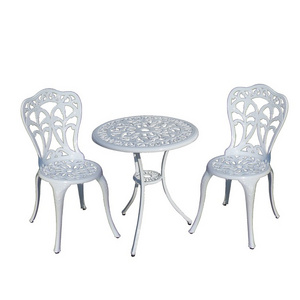 3 pieces cast aluminum bistro set black for garden use