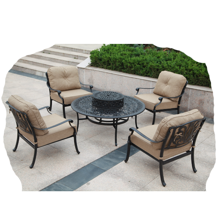 Outdoor Patio Furniture Cast Aluminum fire pit table Deep Seating Sofa