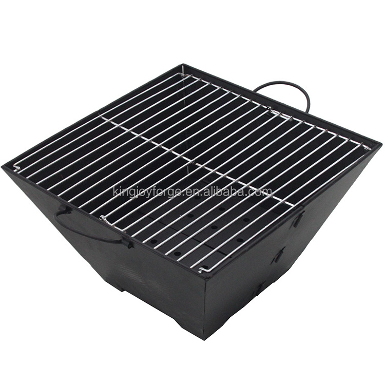 Camping Portable BBQ Folding Grill Fire Bowl Fire Pits Steel Square Poker Black Outdoor/garden/camp L:40cm W : 40cm H:23cm