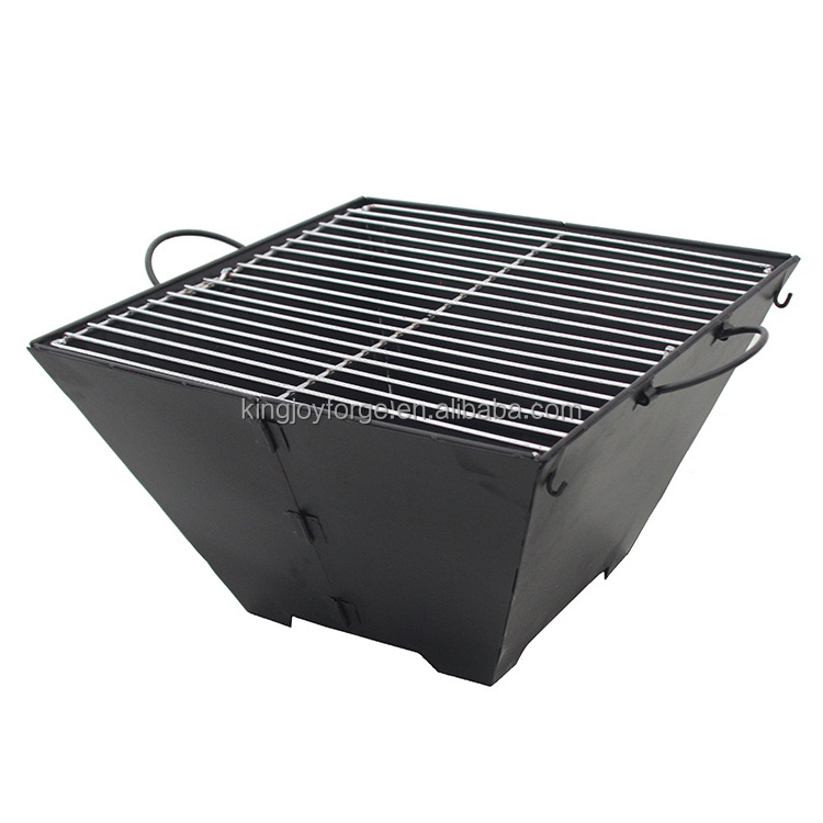 Camping Portable BBQ Folding Grill Fire Bowl Fire Pits Steel Square Poker Black Outdoor/garden/camp L:40cm W : 40cm H:23cm