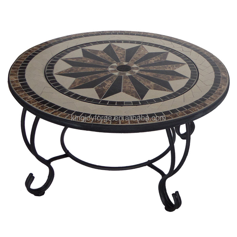 Round Outdoor Garden Mosaic Coffee Table Fire Pit