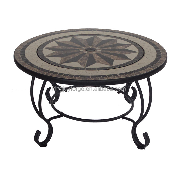 Round Outdoor Garden Mosaic Coffee Table Fire Pit