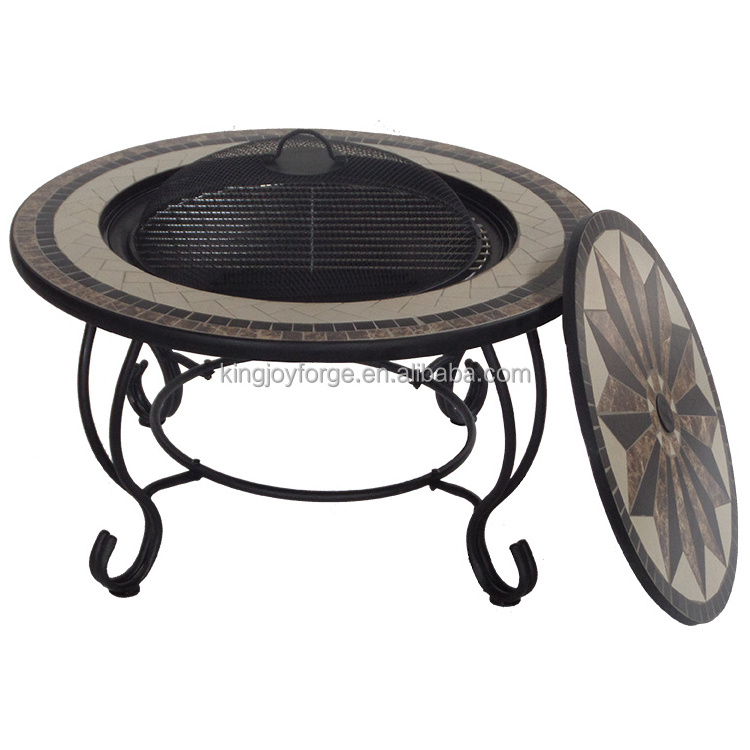 Round Outdoor Garden Mosaic Coffee Table Fire Pit