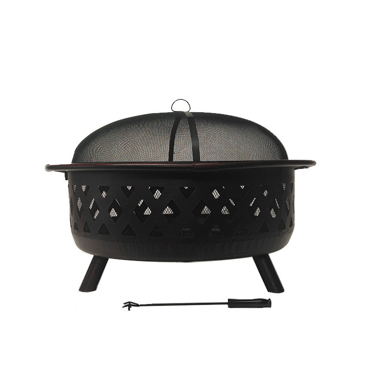 36 inch deep bronze weave fire pit for garden