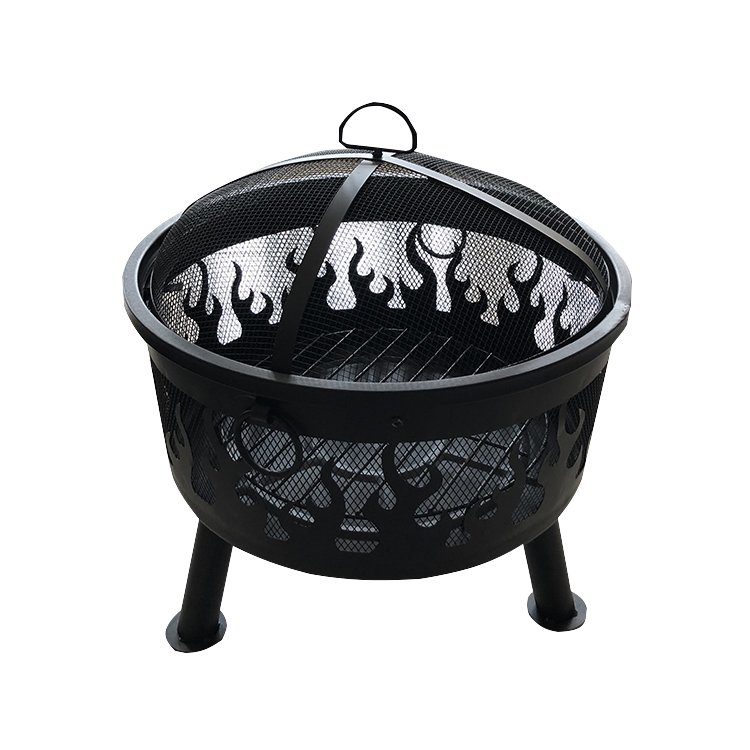 Black Metal Round Firepit Grills Patio Furniture Garden Outdoor 36 Inch Deep Bonfire Wood Burning fire pit