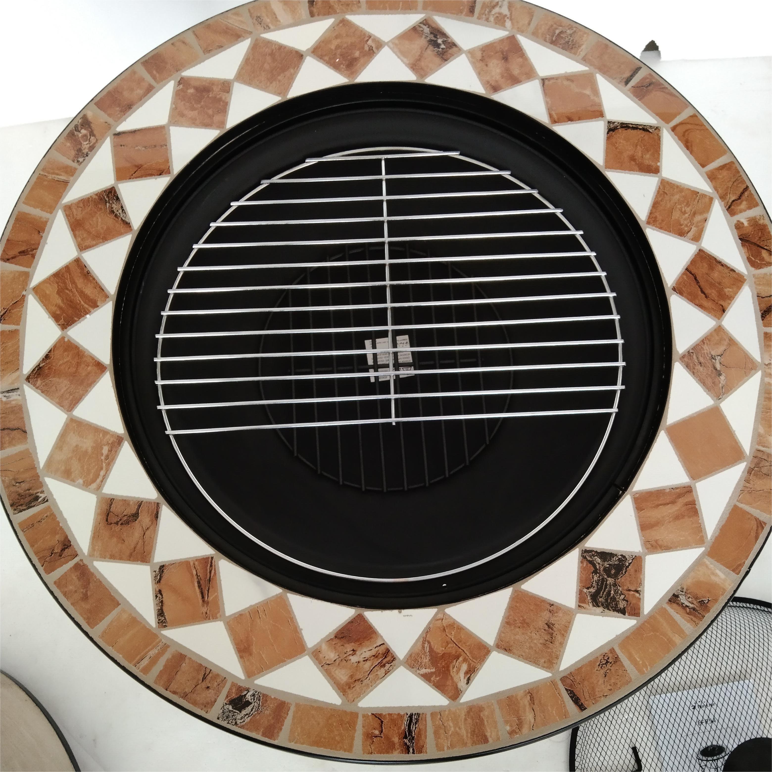 Mosaic 30 inch round bbq table fire pit