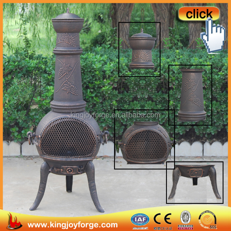 Outdoor long chimney all cast iron restoring ancient fireplace