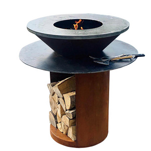 Europe outdoor brasero barbecue corten steel fire pit BBQ