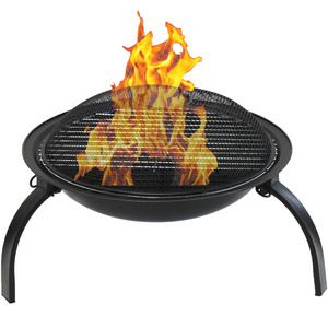 KINGJOY Folding Fire Pit Portable Wood Burning Bowl Outdoor BBQ Grill Chiminea