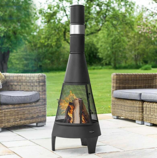 outdoor chimenea black fire pit fire steel