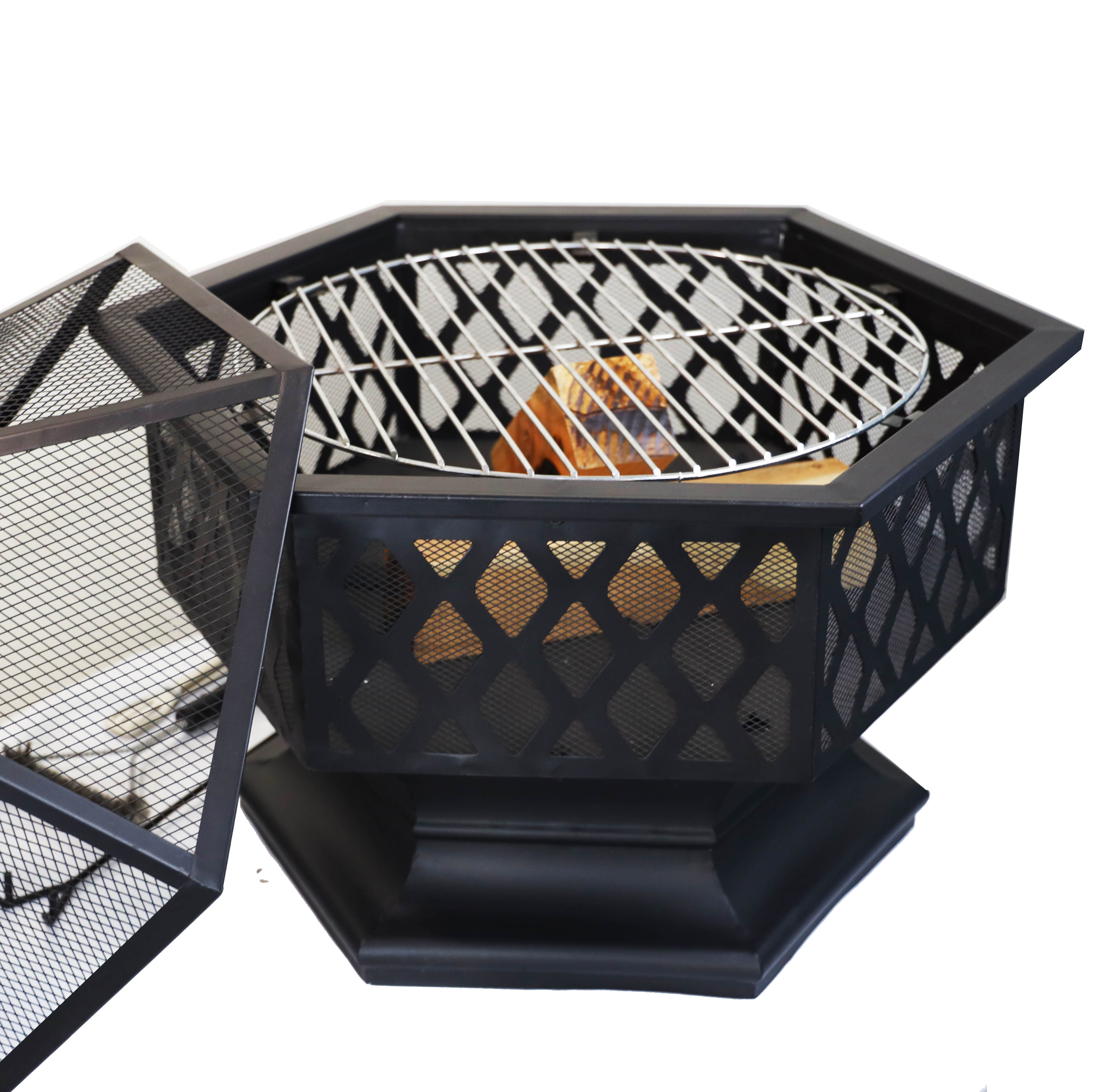 Wholesale Outdoor Hexagon Wood Burning Bonfire Fire Pit