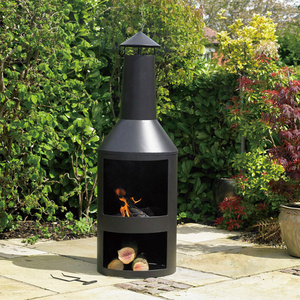 Chimenea Style Fire Pit with Wood Storage