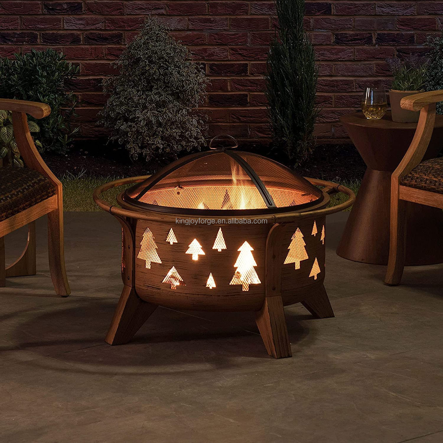 Custom pattern outdoor brazier garden camping wood burning copper fire pit portable