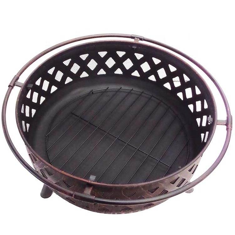 36 inch deep bronze weave fire pit for garden