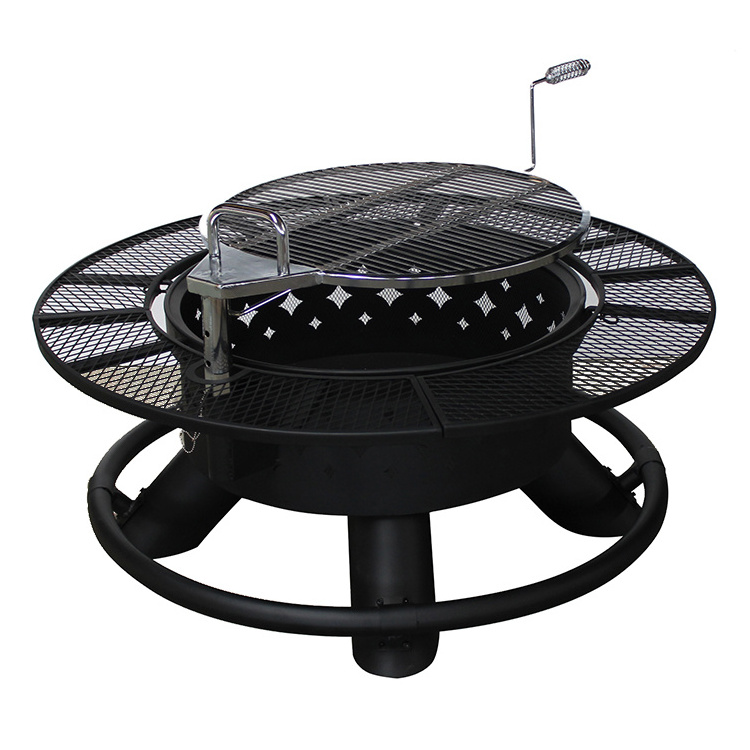 Outdoor Wood Burning Fire Pit with Removable Cooking Grill black