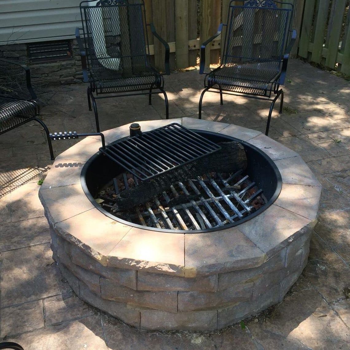 36 inch steel fire ring with cooking grate